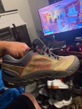 Merrell Men's Tan, Black & Red Trail Low-Top Shoe